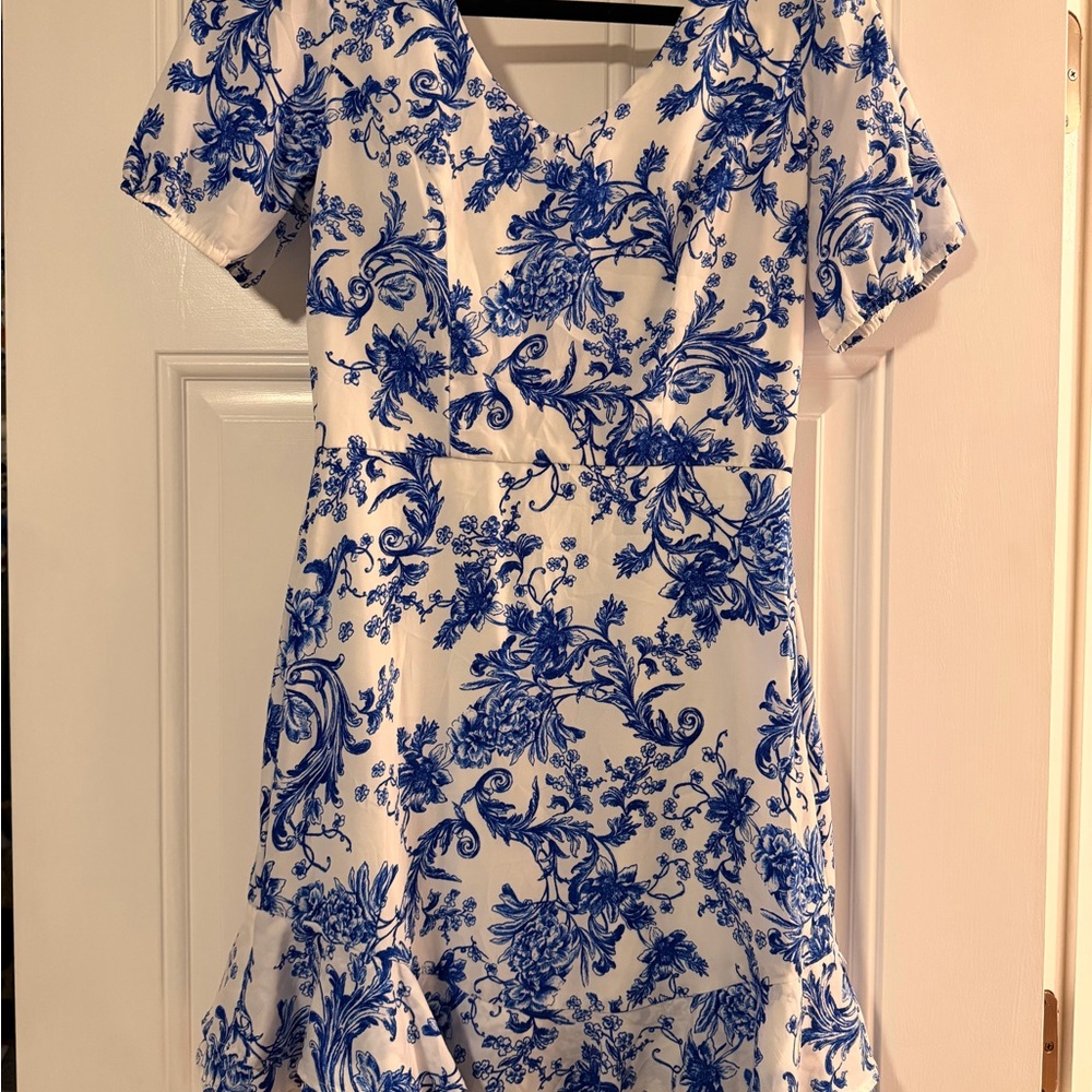 City Studio Blue and White Floral Mini Dress
